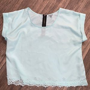 Charlotte Russe Light Blue Cropped Blouse